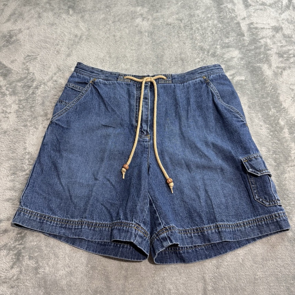 VTG 90s Lauren Ralph Lauren Petites Utility Cargo Denim Shorts Womens‎ 8P Boho